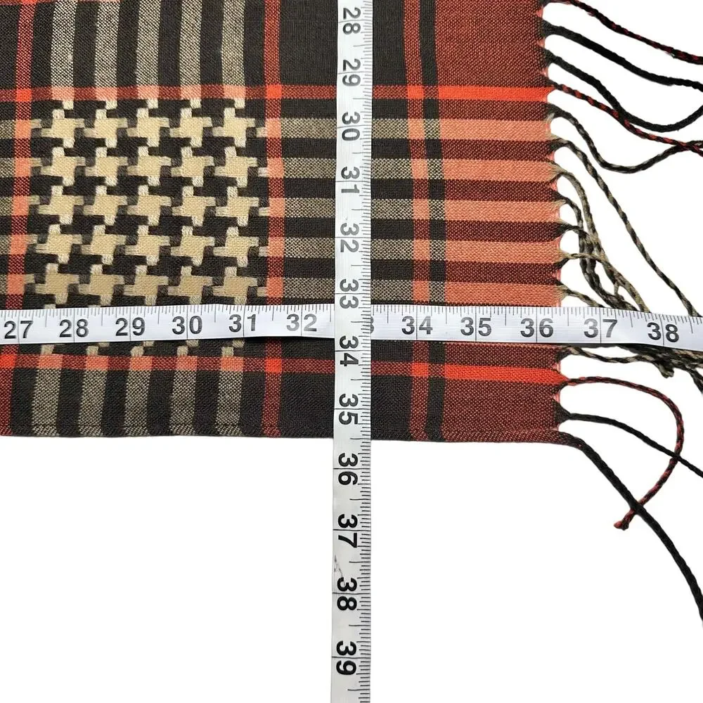 Pashmina | Women | Silk Cashmere Blend Fringe Plaid Geometric Print Square Scarf